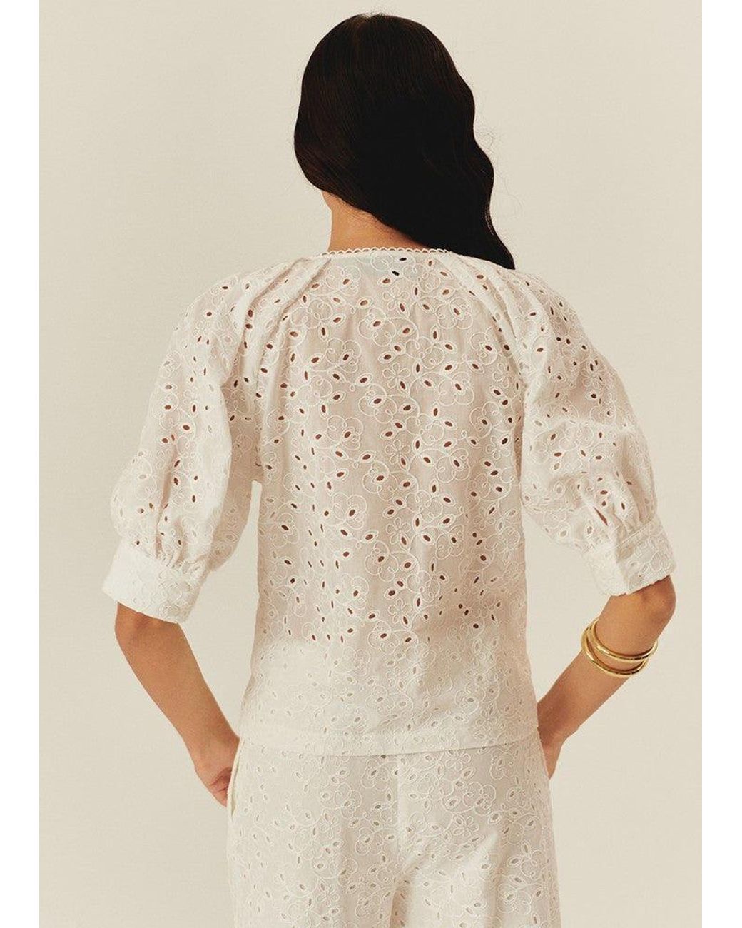 Exquise White Neutrals Nayali Eyelet Blouse