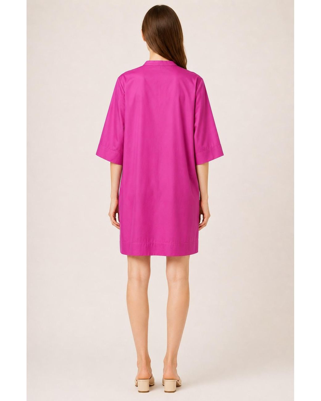 Conquista Pink Button-Placket Tunic Dress
