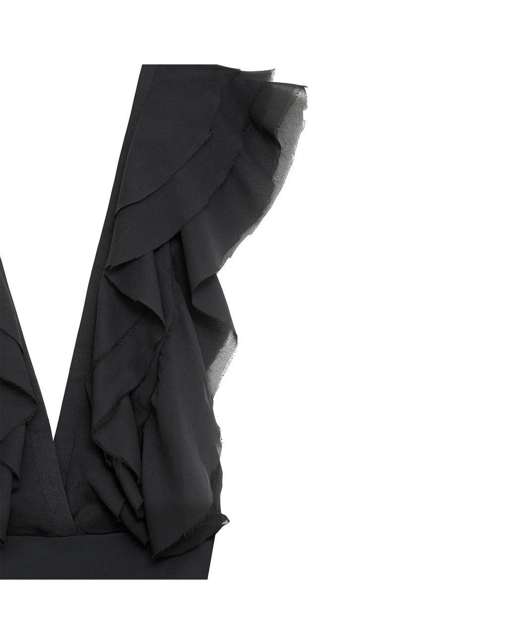 Audrey Vallens Black Miss Av Ruffled Chiffon Bodysuit