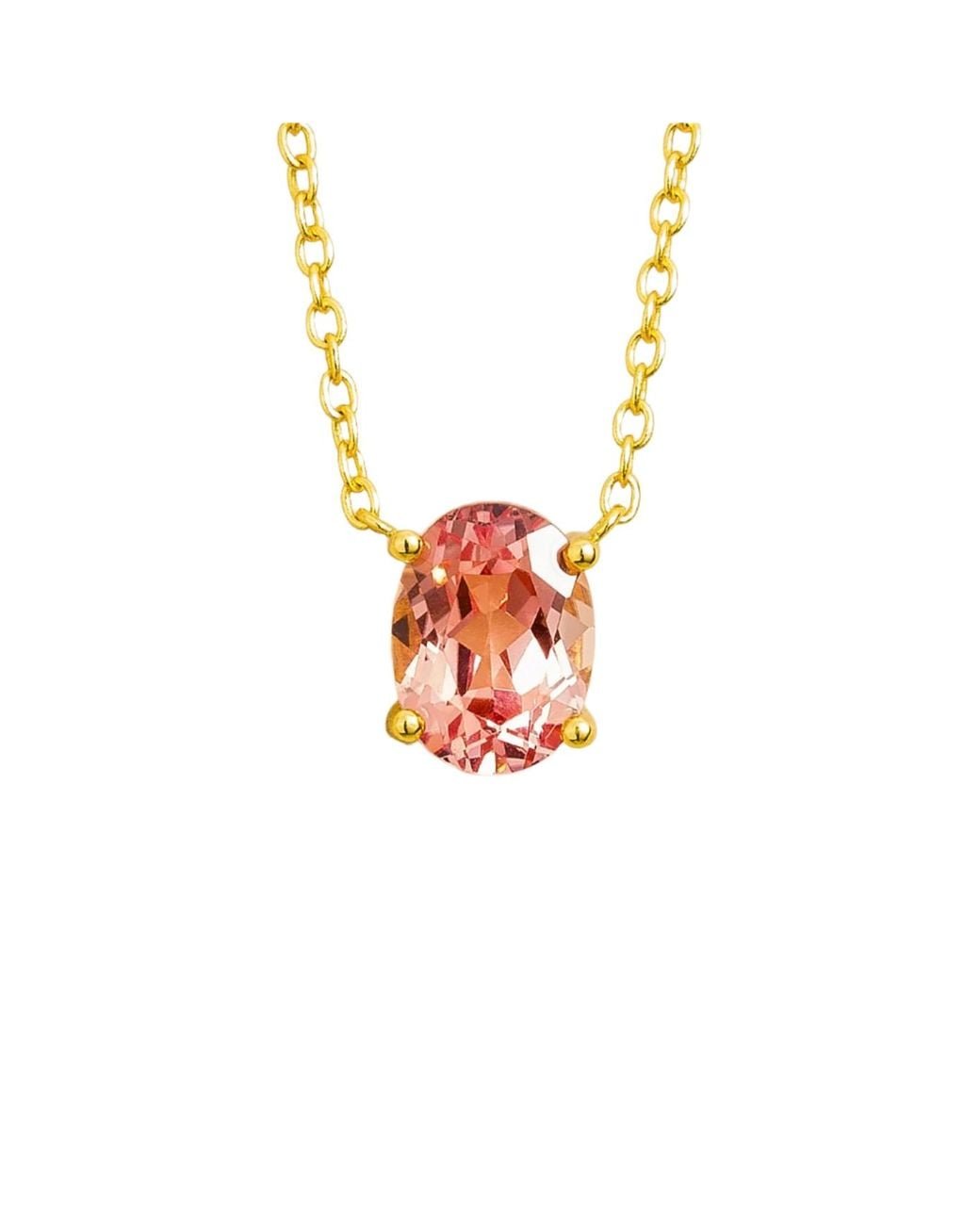 Juvetti White Ovo Necklace Set With Padparadscha Sapphire