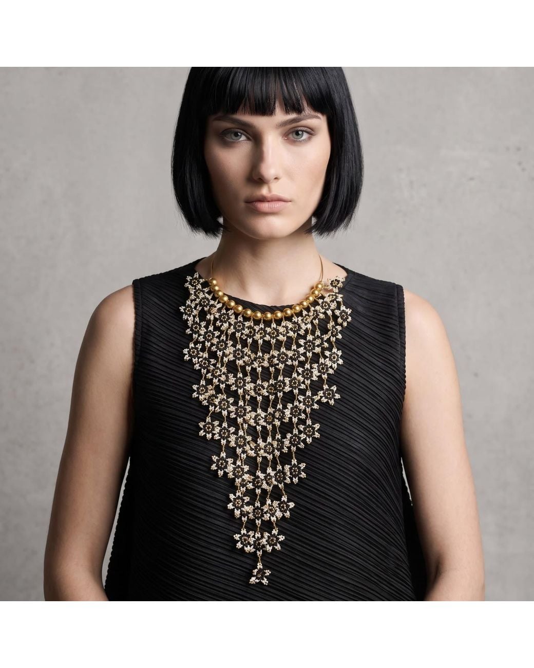 Iliana Arrazola Black Waterfall Blossom Necklaces, And, Glass Beads, Beaded Jewelry