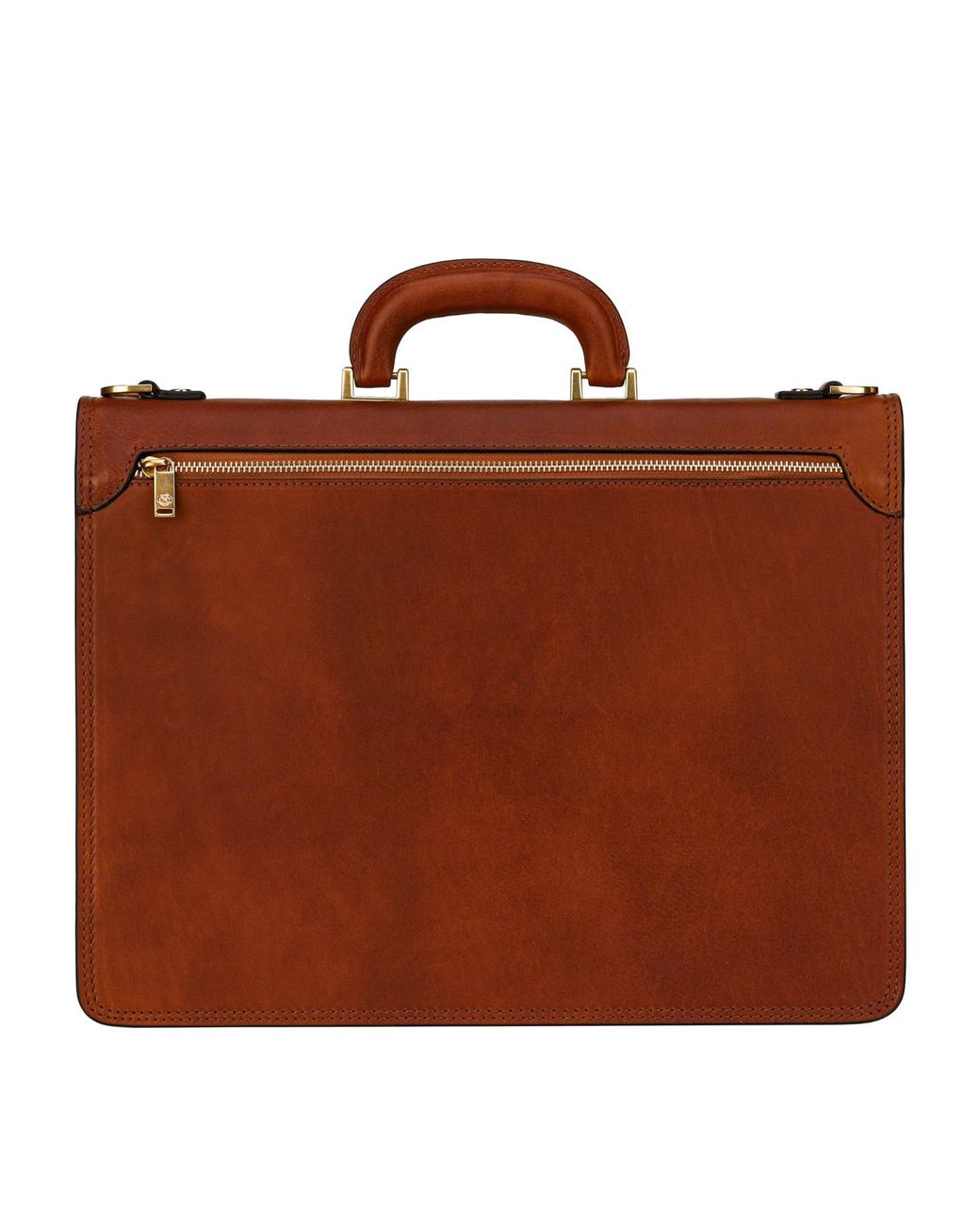 Time Resistance Brown Leather Briefcase