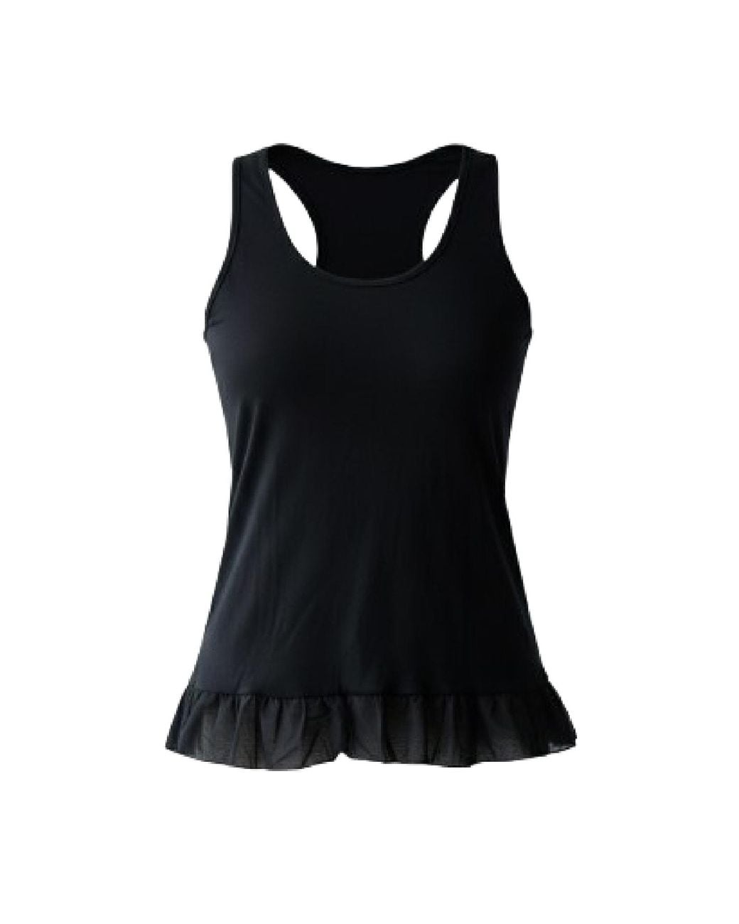 Conquista Black Racerback Tank Top With Ruffle Hem