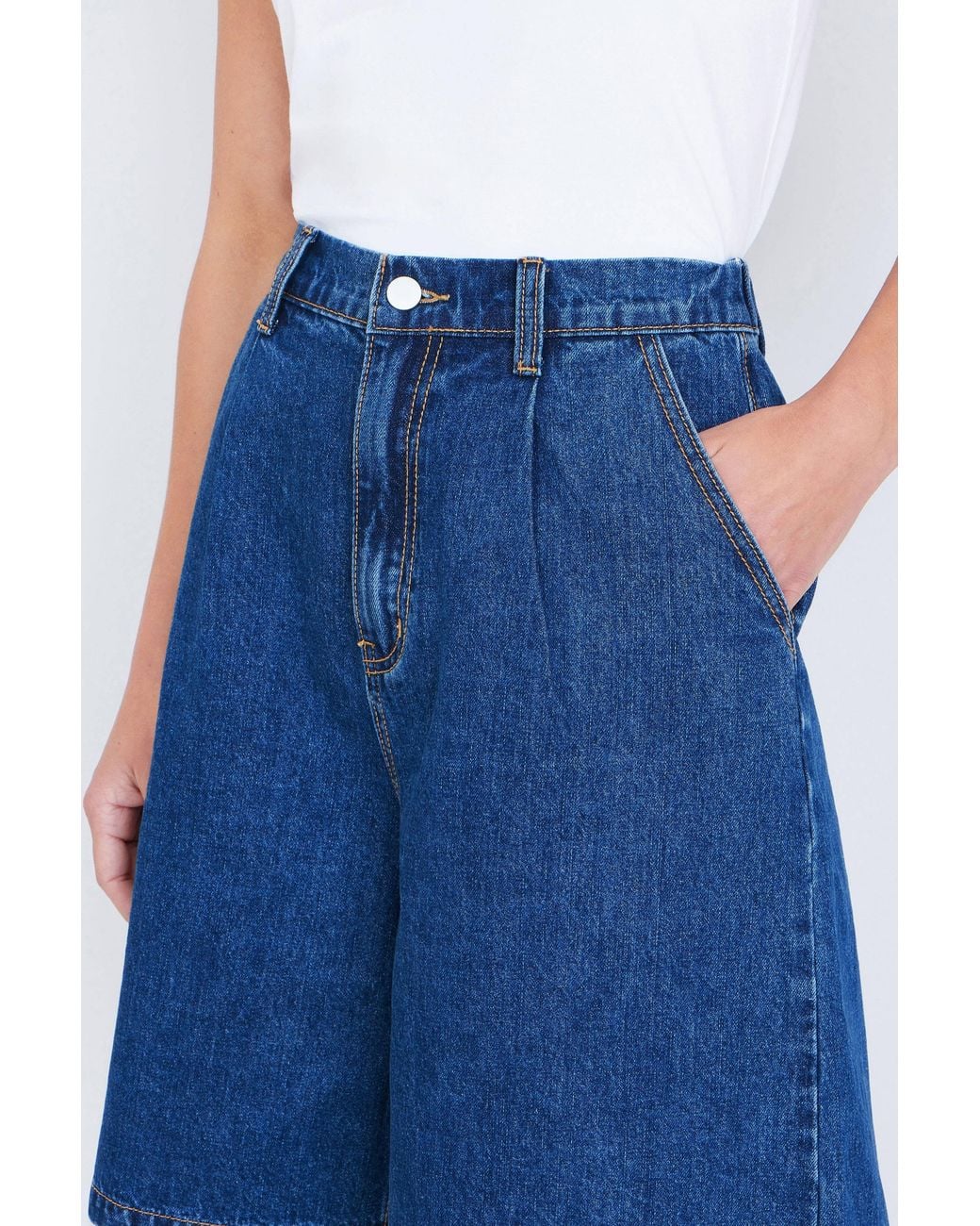 Yumi' Blue Denim Wide Leg Shorts