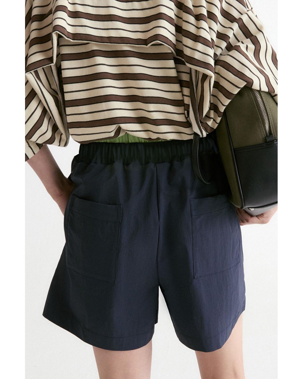 FRONT ROW SHOP Blue Double Waist Short