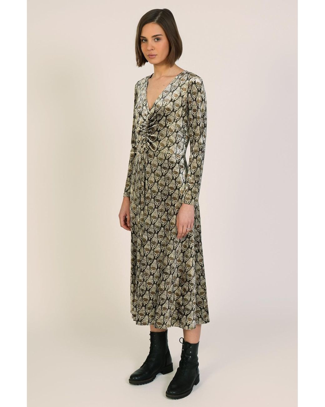 Traffic People Natural Celestial Nights Print Long Sleeve Harper Midi Dress