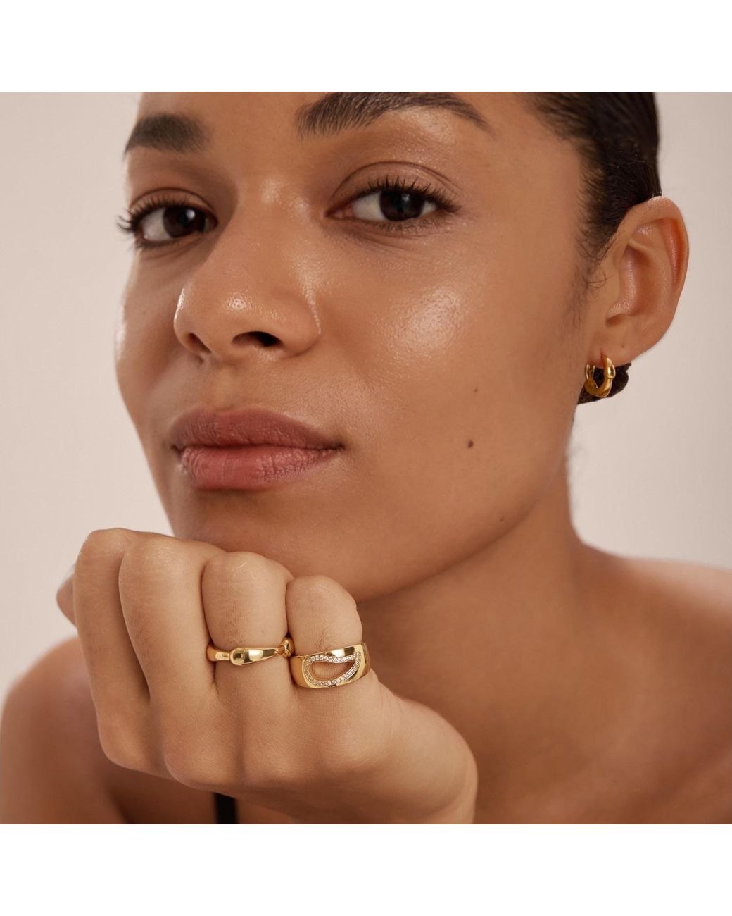 Vanhi Metallic Colette Droop Link Huggie Earrings