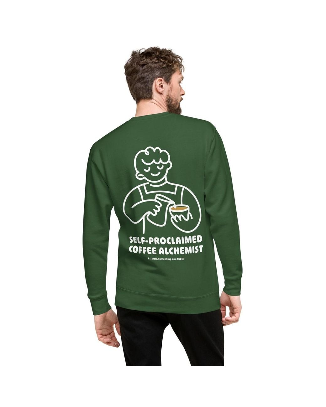 Anchor and Crew Green Forest Gustatory Coffee Alchemist Cotton Blend Embroidered Sweatshirt