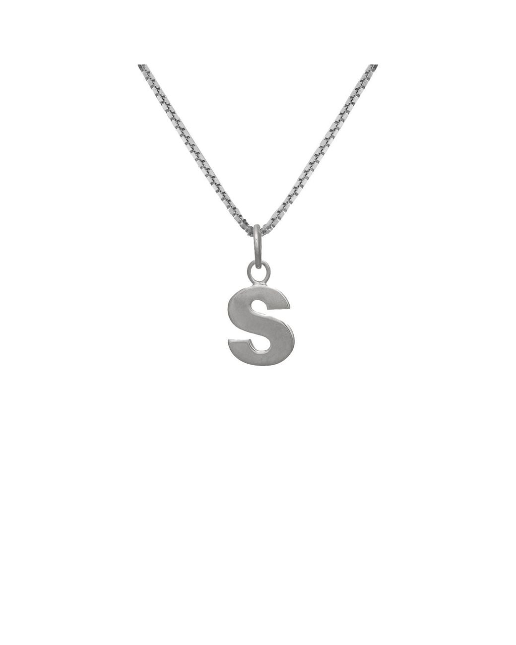 Edge Only Metallic Letter Pendant "S" Initial Necklace Sterling for men