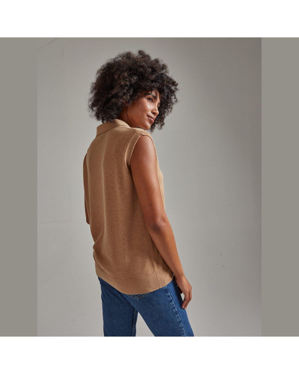 Salts Cashmere Natural Neutrals Polo Collar Tank