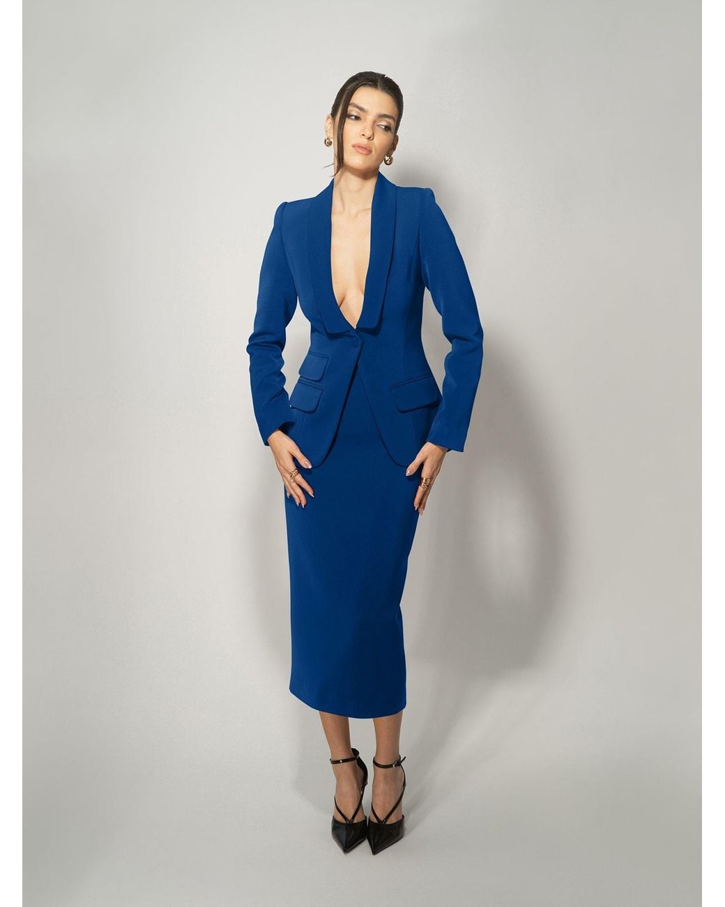 Tia Dorraine Blue Vision Tailored Blazer & Skirt Suit