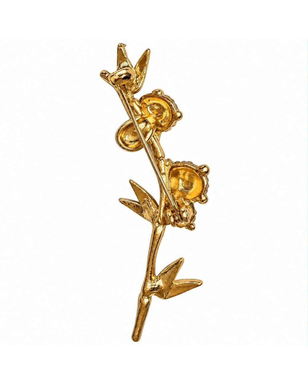 By Ozge Green Gentle Harmony Zircon Panda & Bamboo Plated Brass Statement Brooch