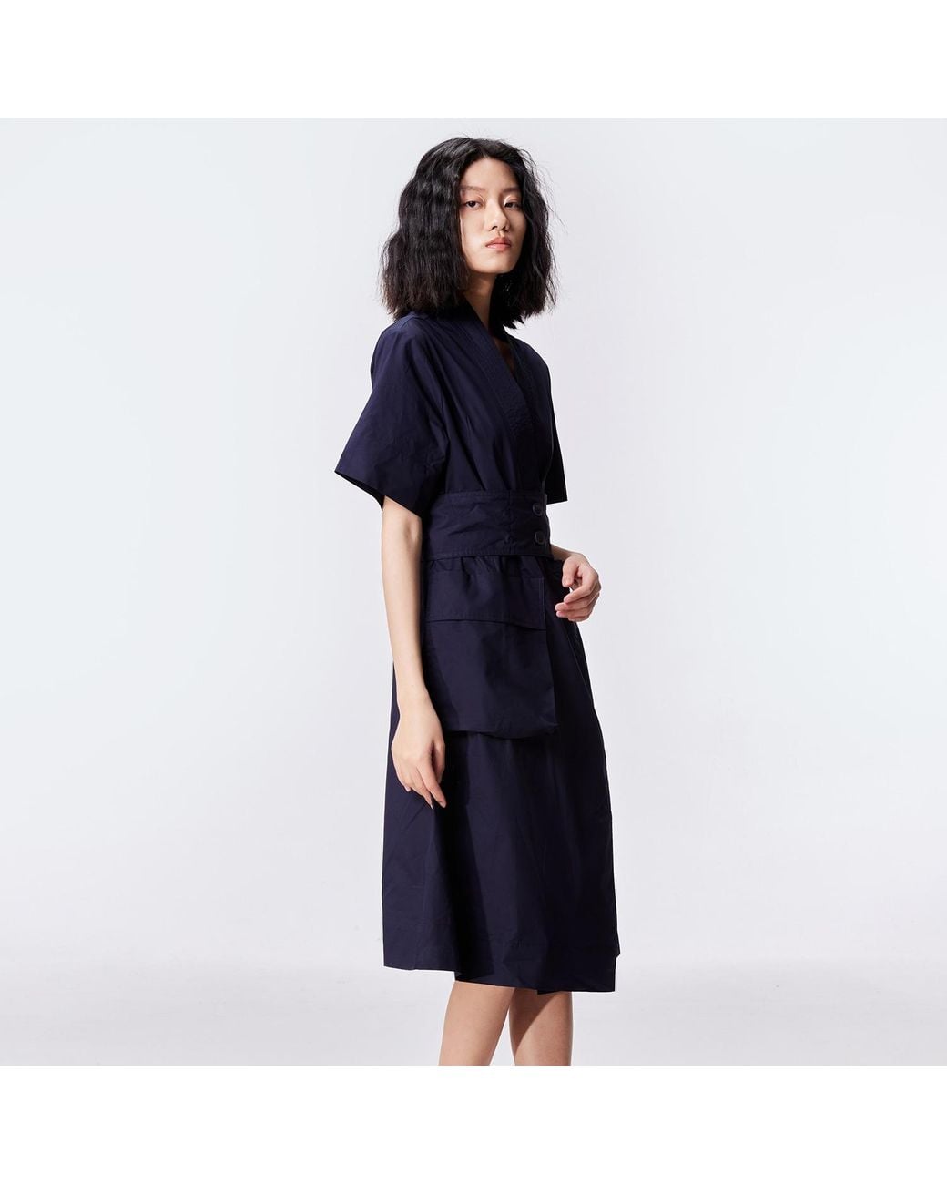 Smart and Joy Blue Cotton Kimono Wrap Dress
