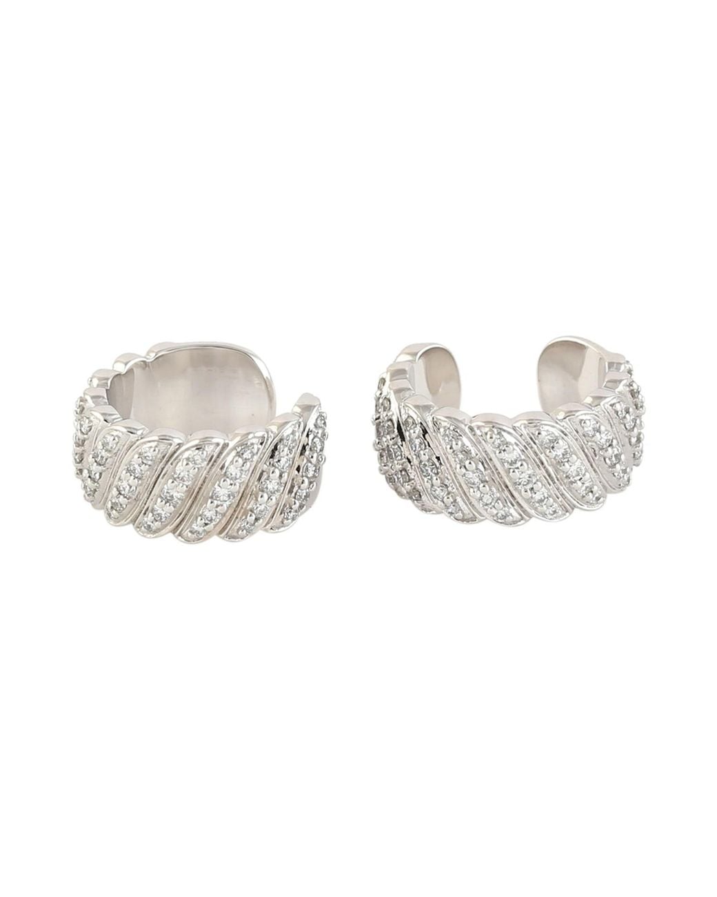 Artisan Metallic Diamond Ribbed Cuff Earrings