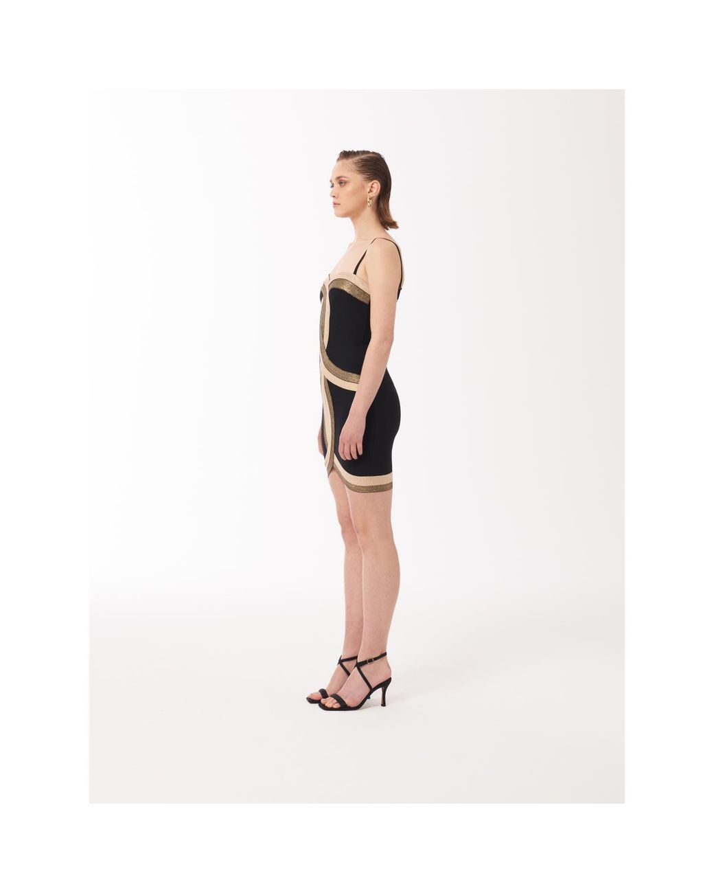Sour Figs Black Contrast Panel Bandage Mini Dress