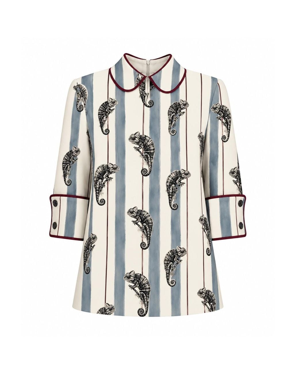Julia Allert Blue Neutrals Striped Chameleon Blouse With Cuffs