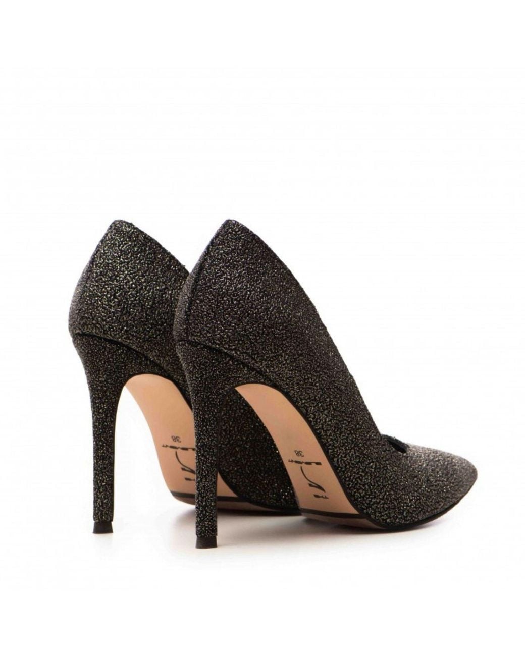 The 5Th Element Black Shimmer Stiletto Pumps