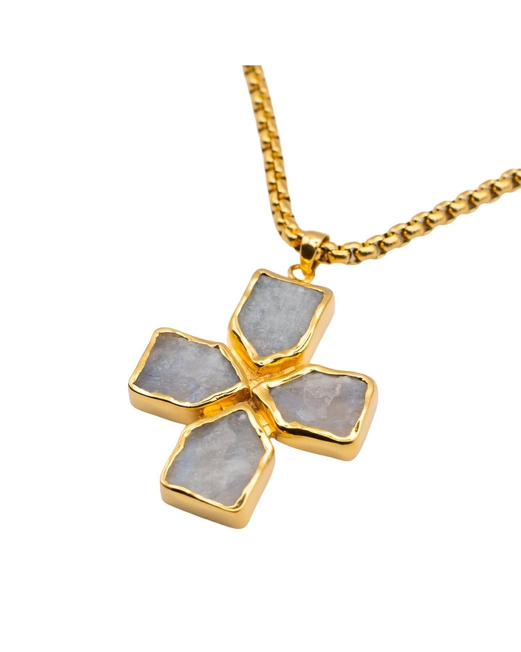 Isolated Jewellery Metallic Moonstone Cross