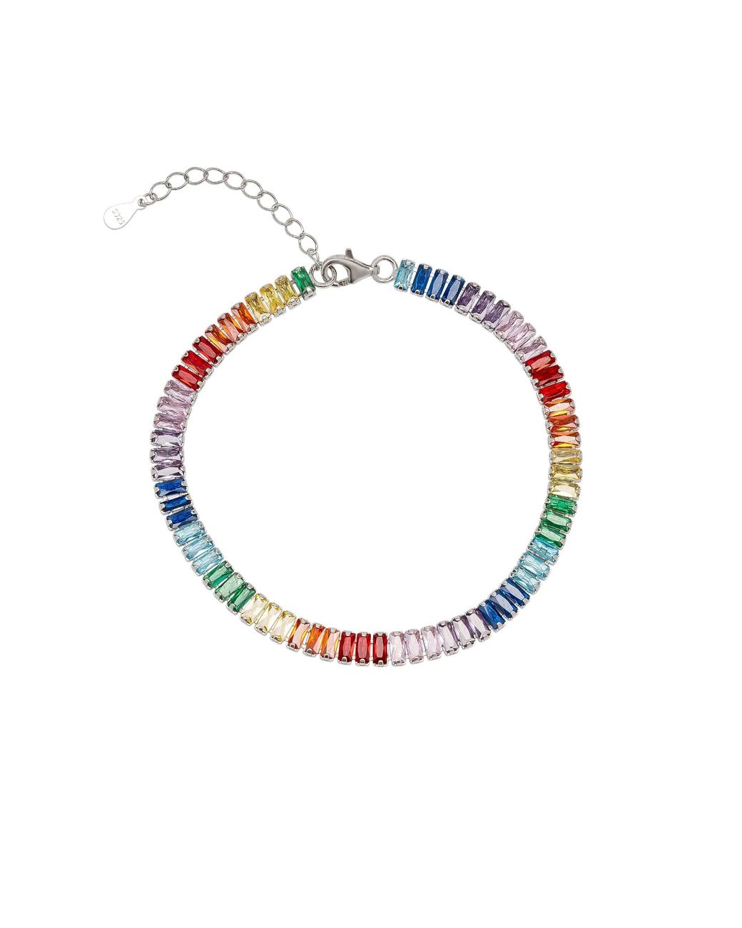 Spero London Blue Sterling Baguette Tennis Bracelet