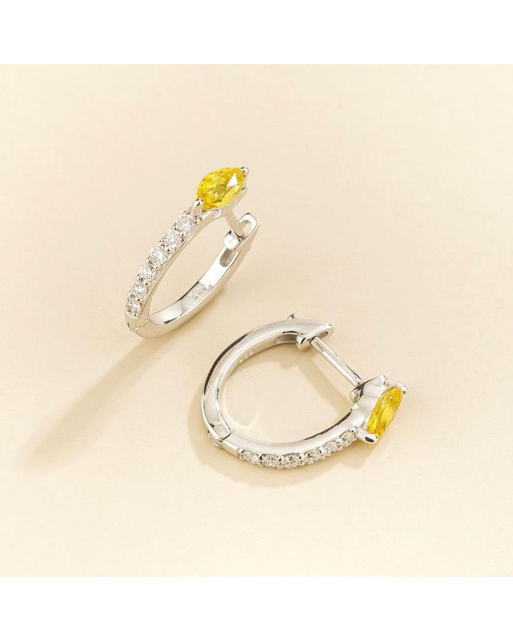 Juvetti Metallic Sors Sapphire & Diamond Huggie Hoop Earrings
