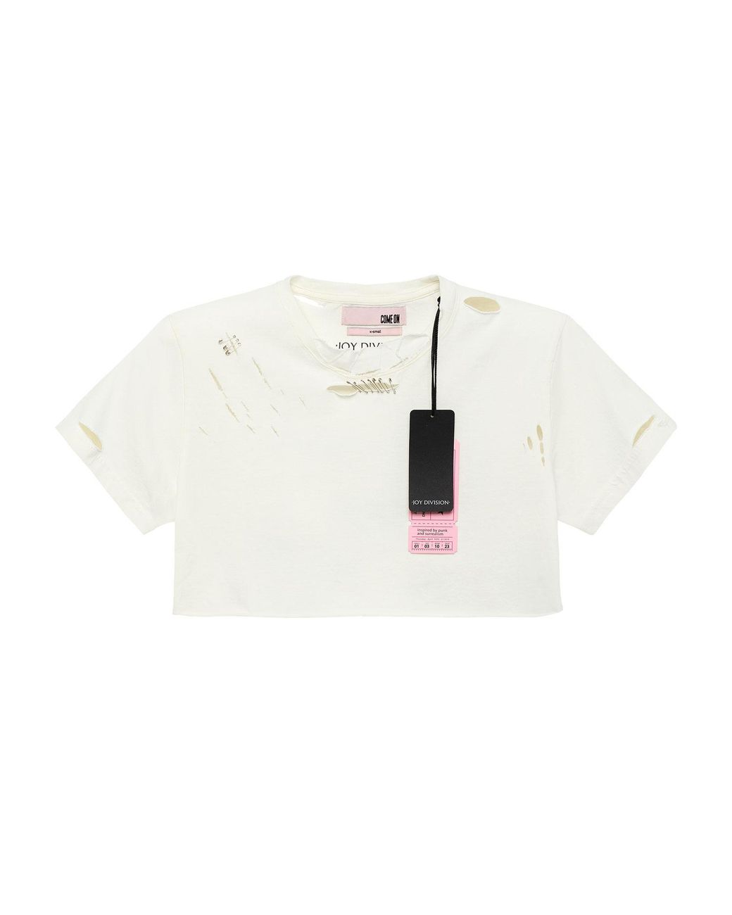 Come on White Joy Division Love Will Tear Us Apart Cropped Tee — Distressed for men