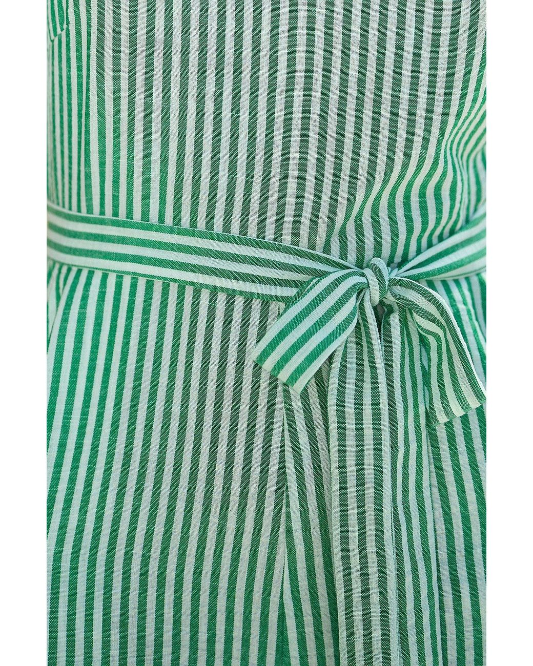 Yumi' Green Stripe Strappy Jumpsuit