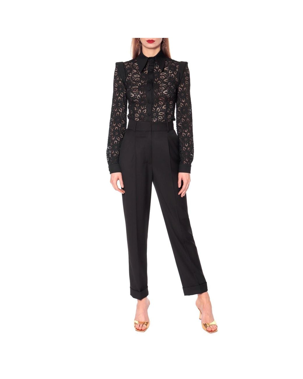 AGGI by HALEWSKI Black Kelly Rich Tailored Trousers With Cuffs