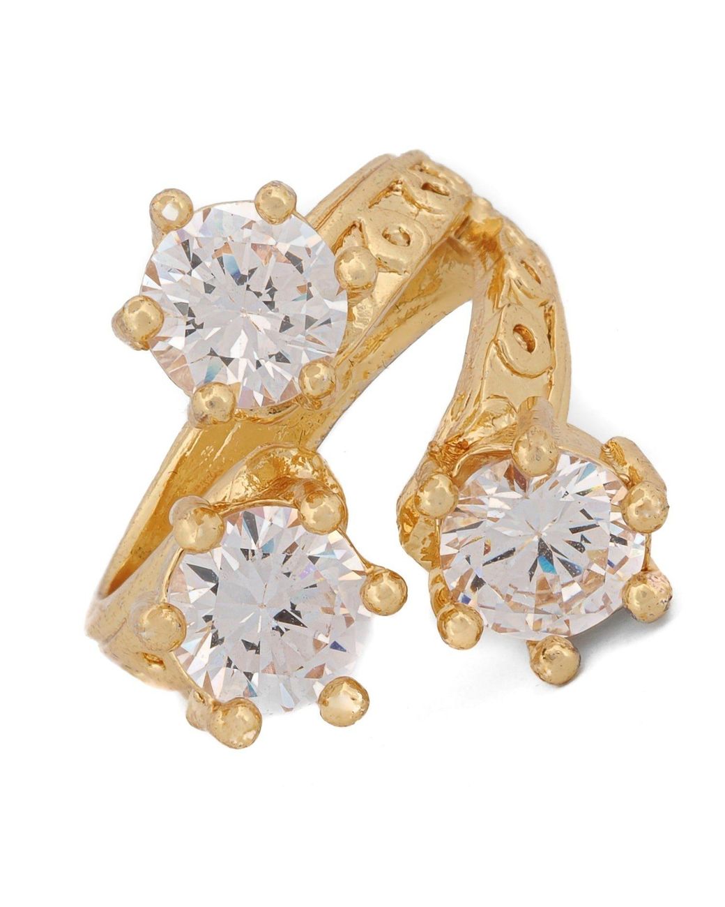 Ebru Jewelry Metallic Triple Shine Goddess Diamond Ring