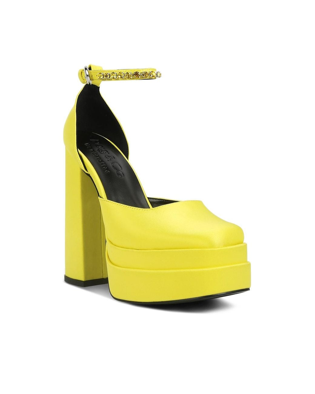 Rag & Co Yellow Martini Sky High Platform Sandals By Rag & Co