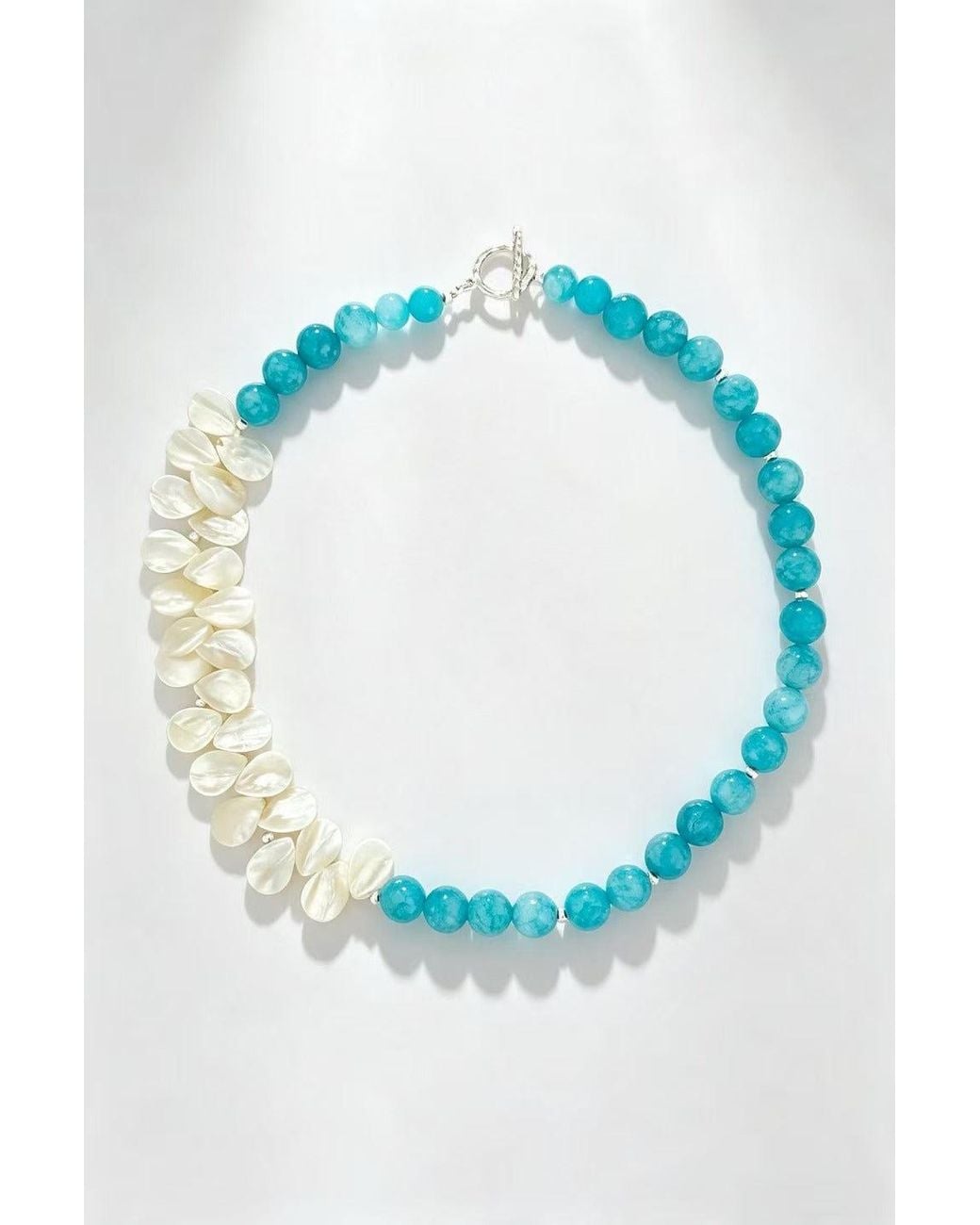 Classicharms Blue Amazonite & Mother Of Pearl Necklace