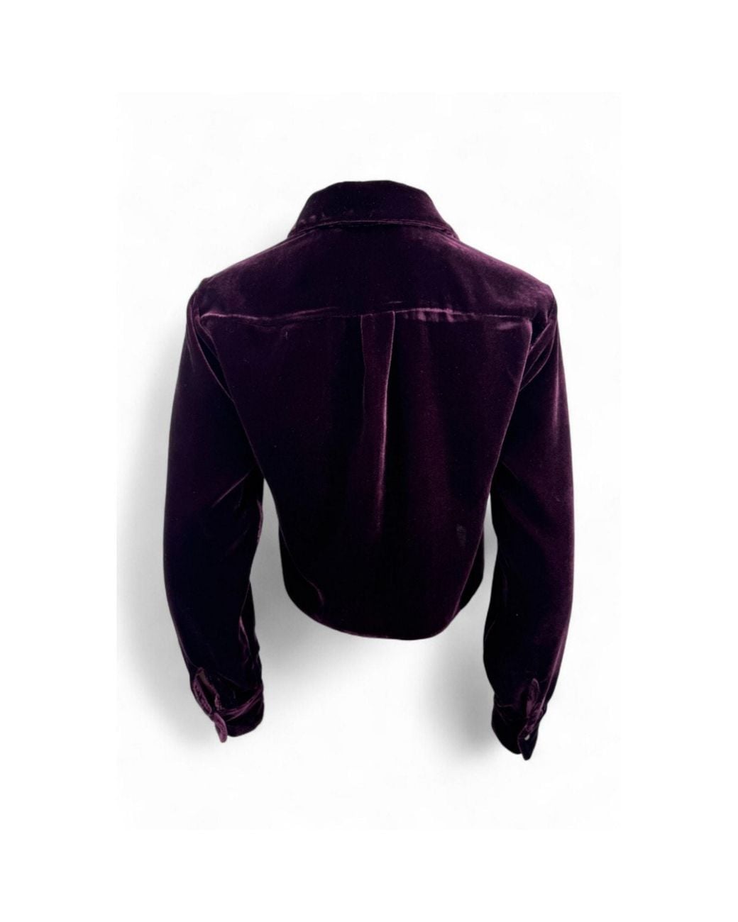 Monzlapur New York Blue Silk Velvet Cropped Shirt