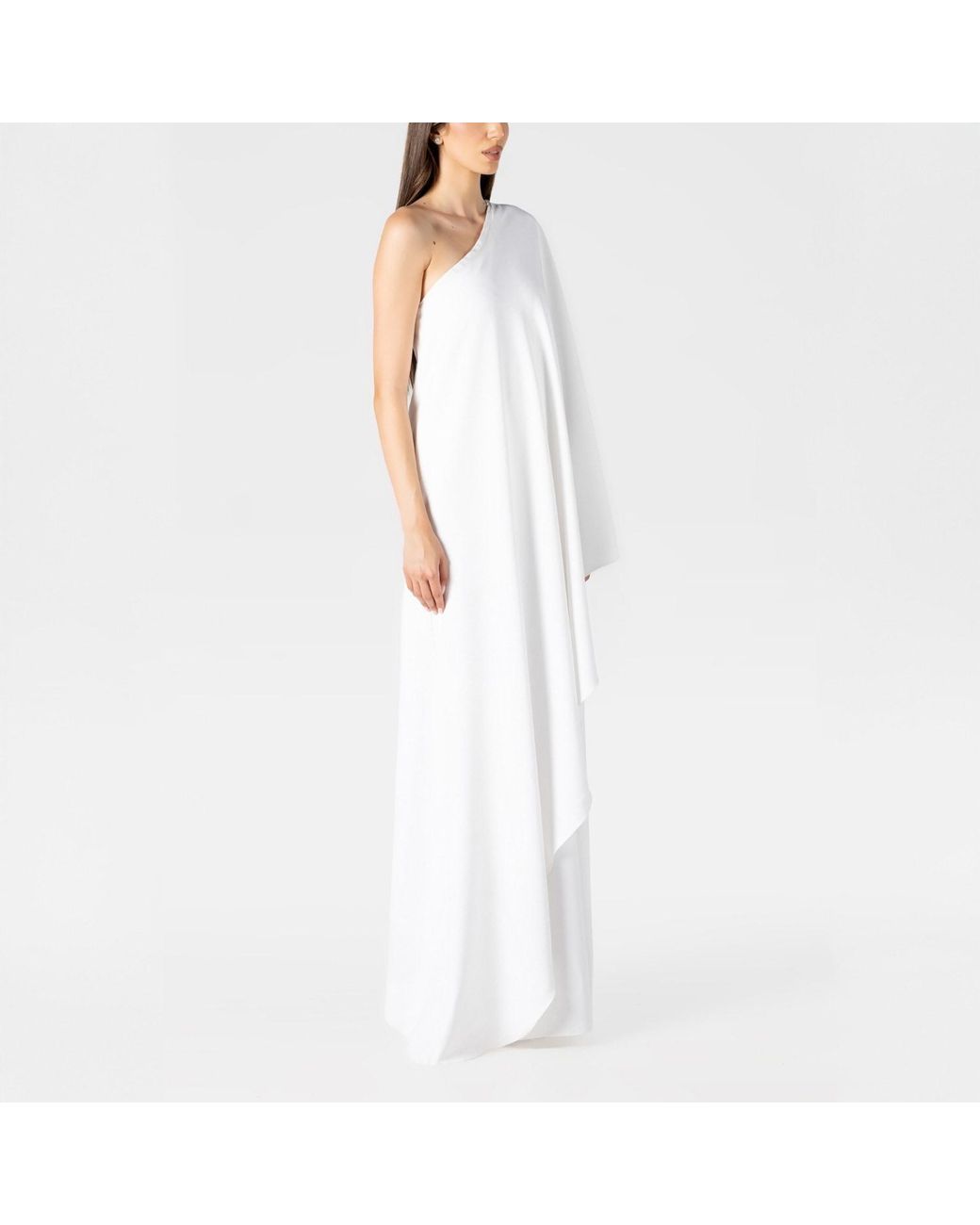 LIA ARAM White Mono Drape Gown
