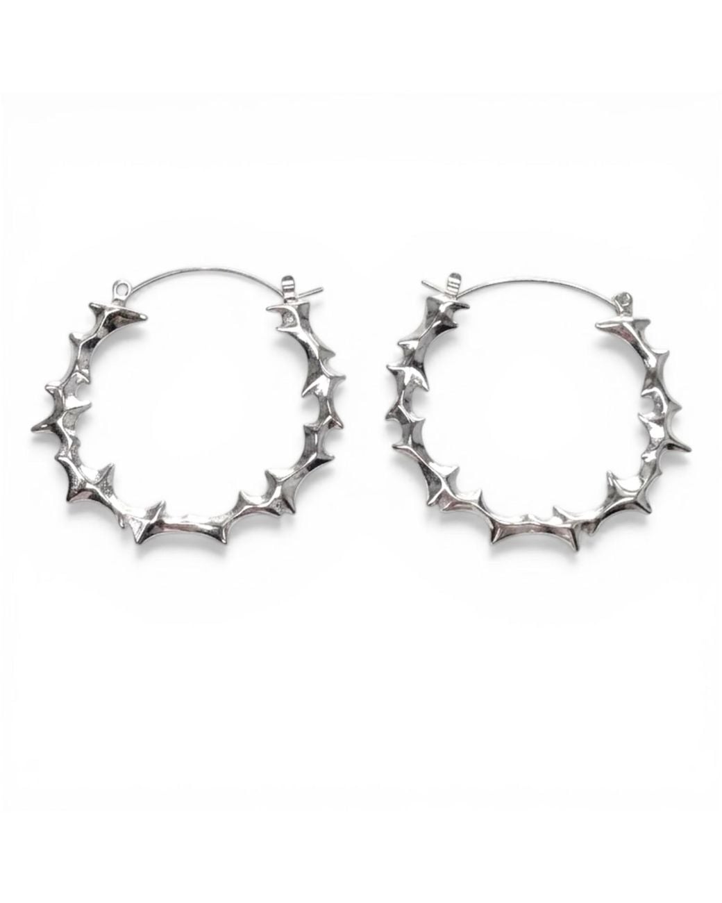 Jagged Halo Jewelry Metallic Yennefer Spike Medium Size Hoop Earrings