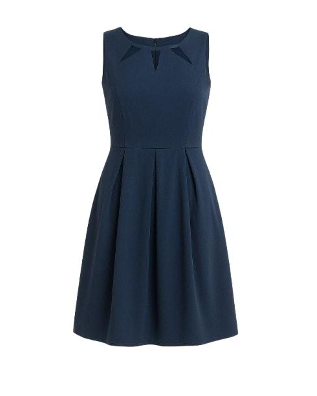 Conquista Blue Sleeveless Pleat Detail Dress