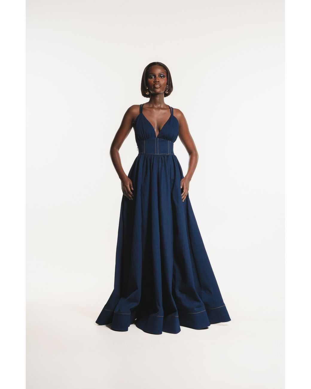 Ofuure Blue Adele Denim Maxi Dress