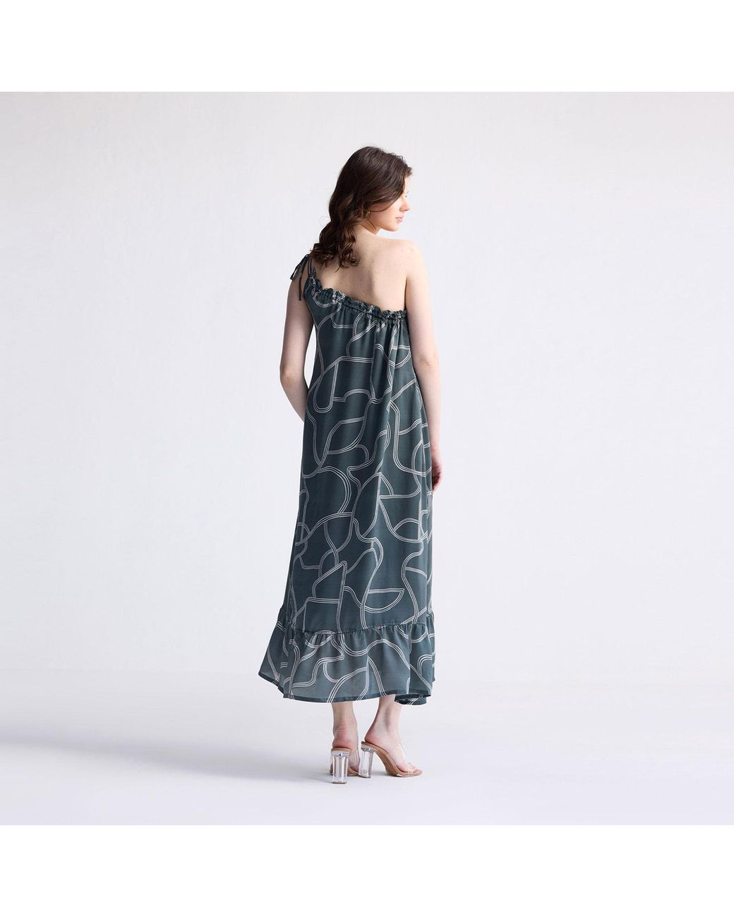 REISTOR Blue One Shoulder Maxi Dress