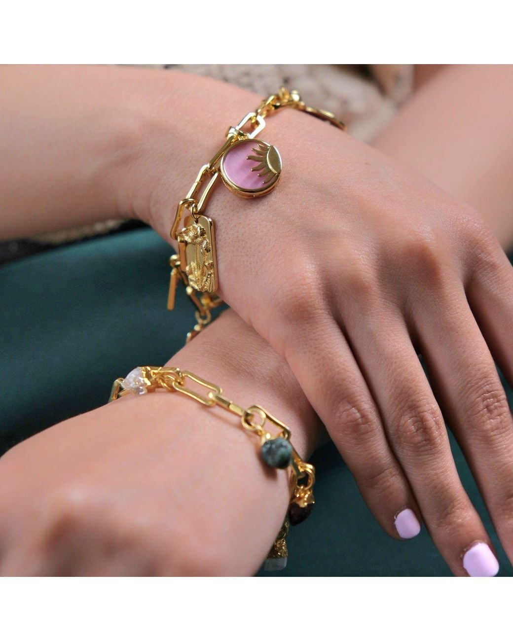 Sophelia Metallic Customisable Hinged Link Paperclip Charm Bracelet