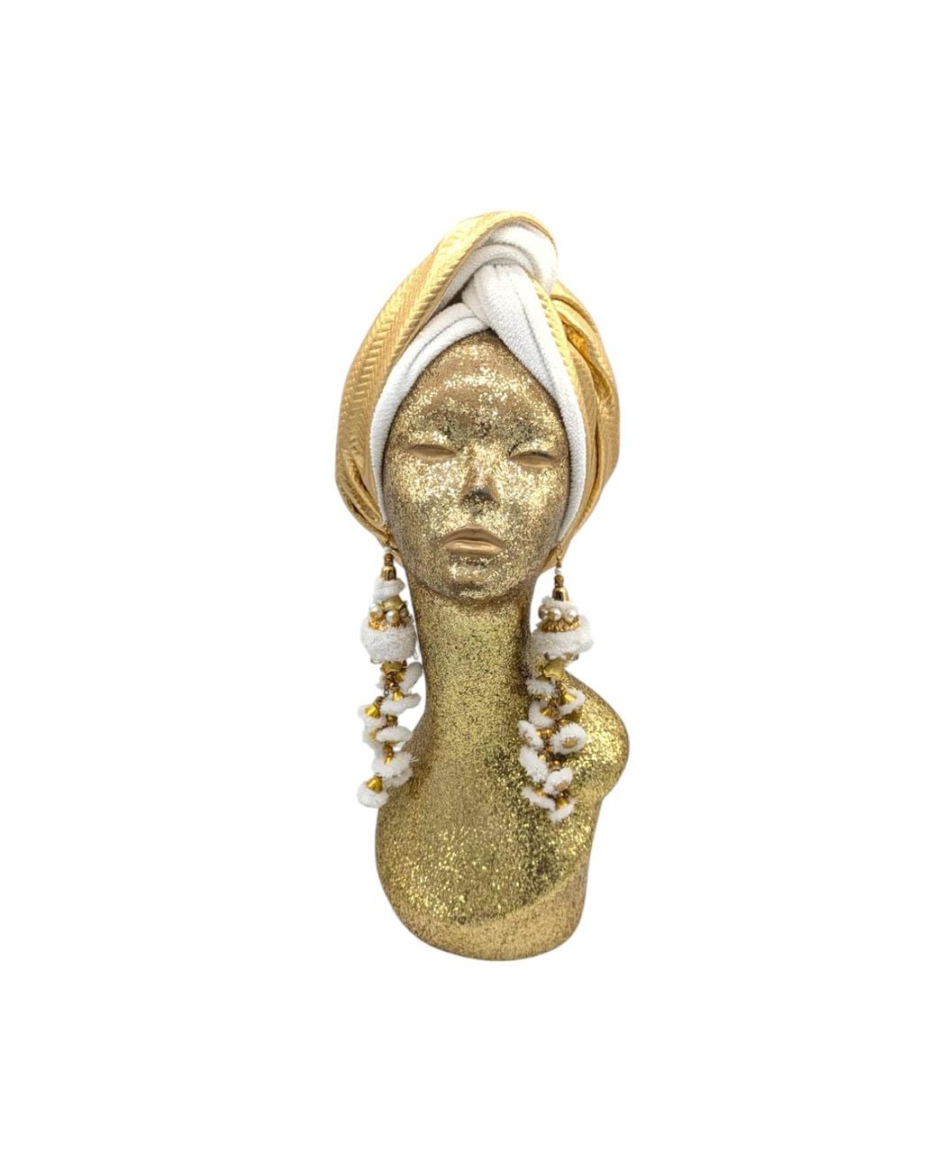Julia Clancey Metallic Zia Golden Ivory Mestiza Reversible Turban