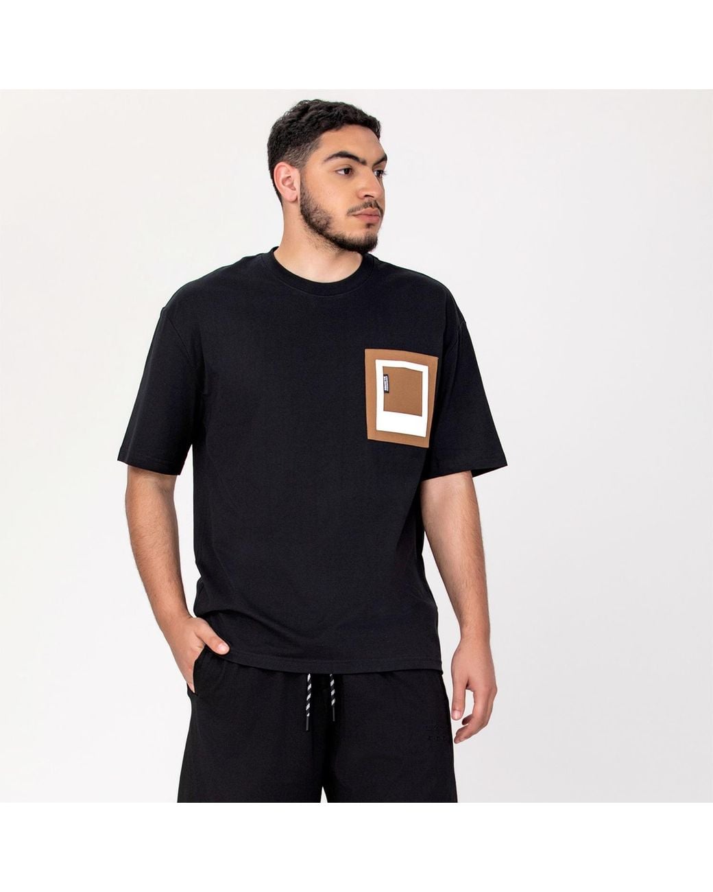 Smart and Joy Black Pocket Window T-Shirt for men