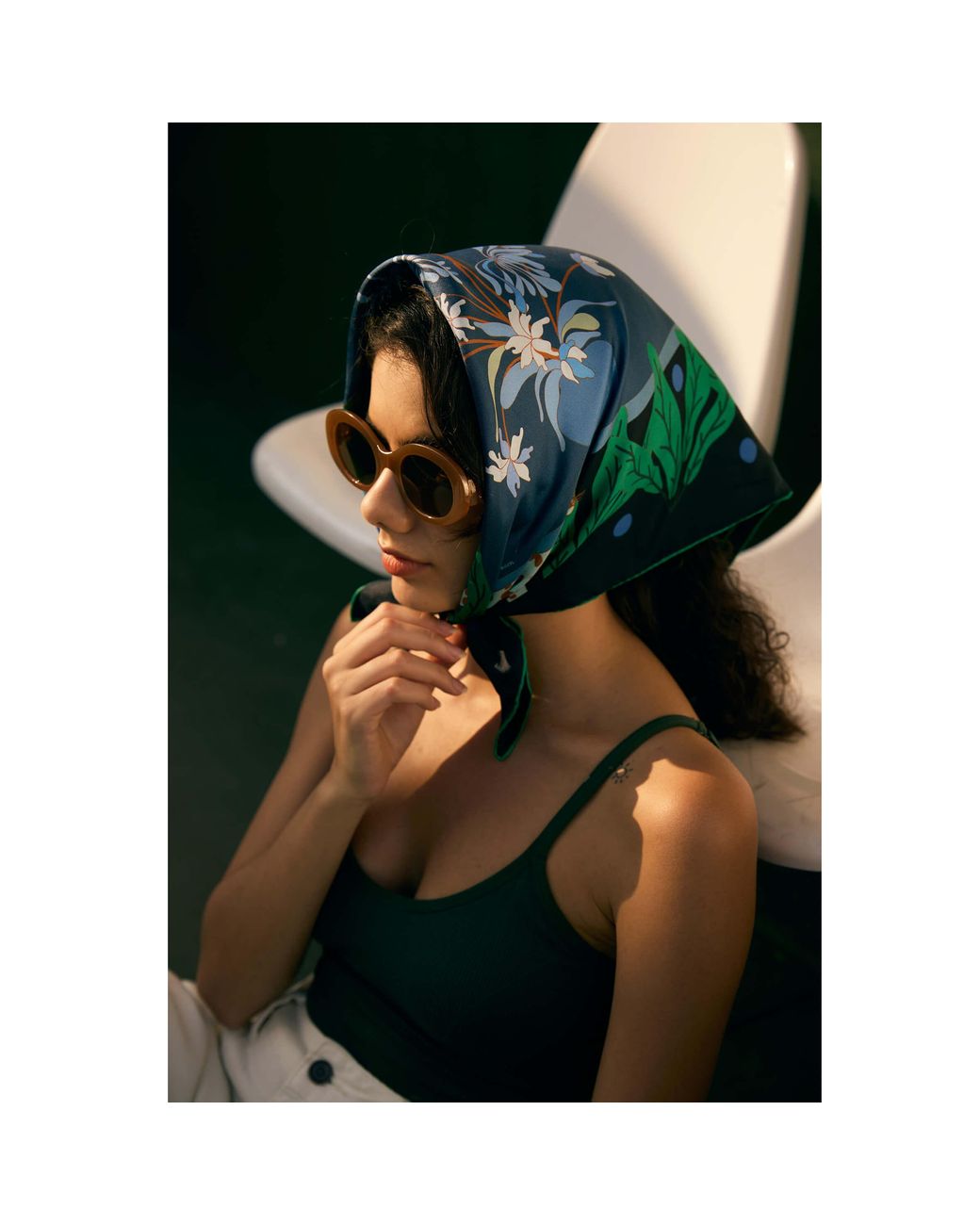 Jessie Zhao New York Blue Double Sided Silk Scarf Of Night Banquet