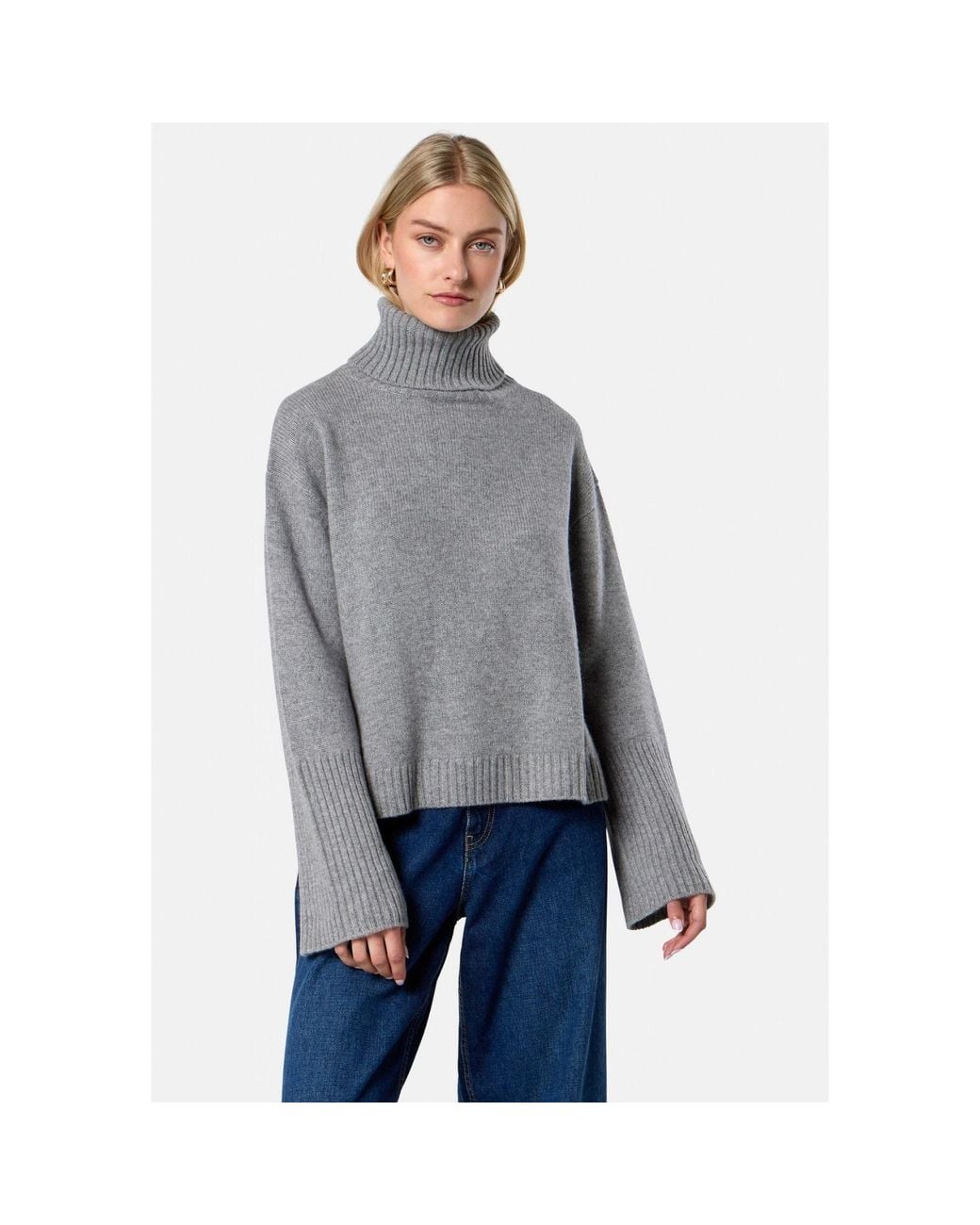Helen Mcalinden Gray Carol Chunky Marl Cashmere Roll-Neck Sweater