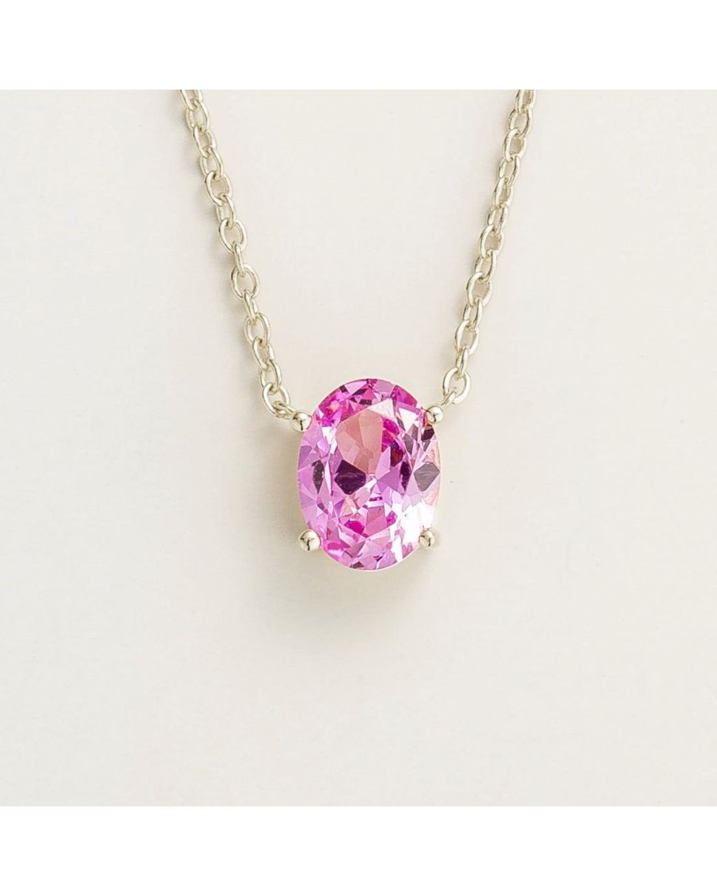 Juvetti Pink Ovo Necklace Set With Sapphire
