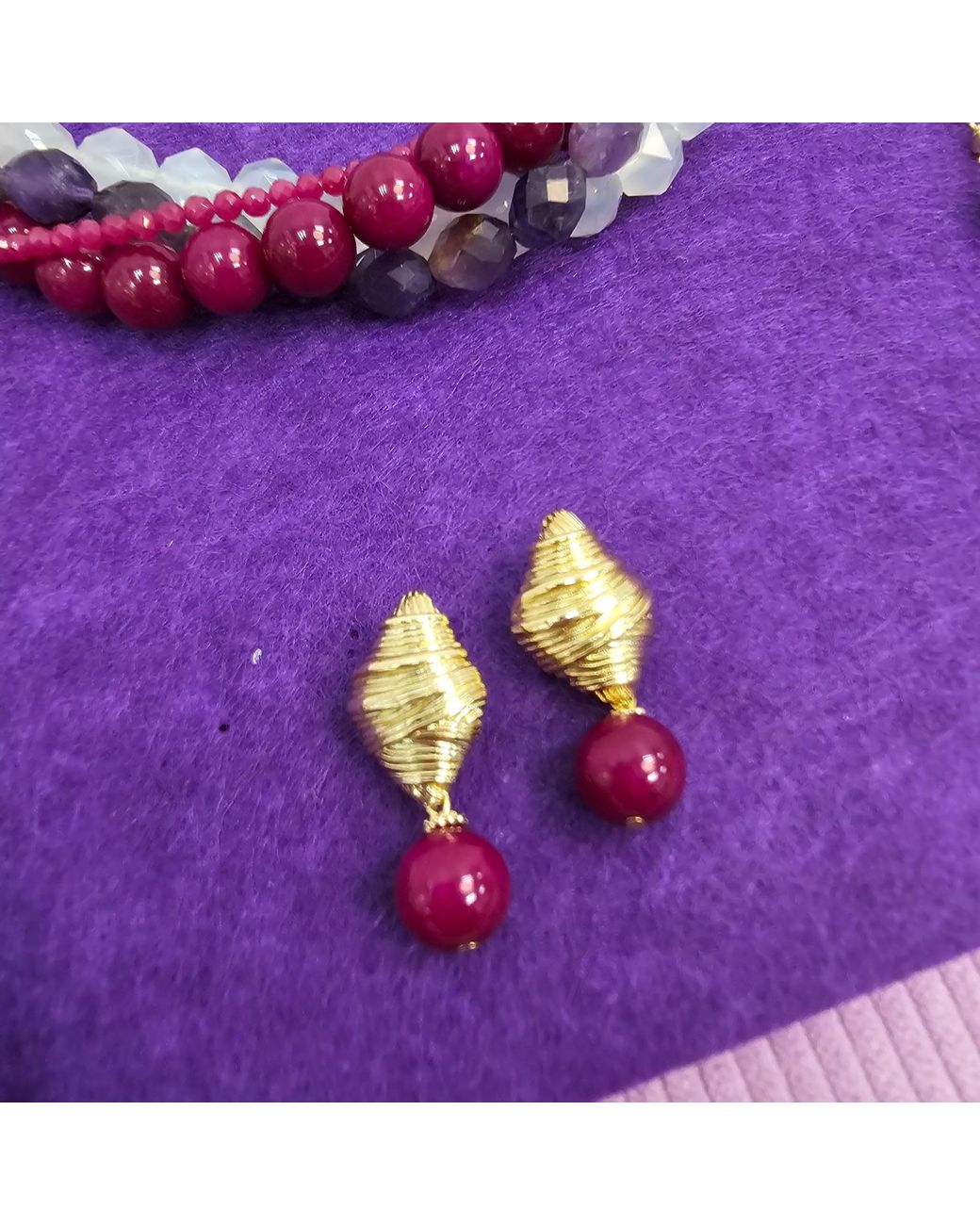 Farra Metallic Sugilite Dangle Stud Earrings