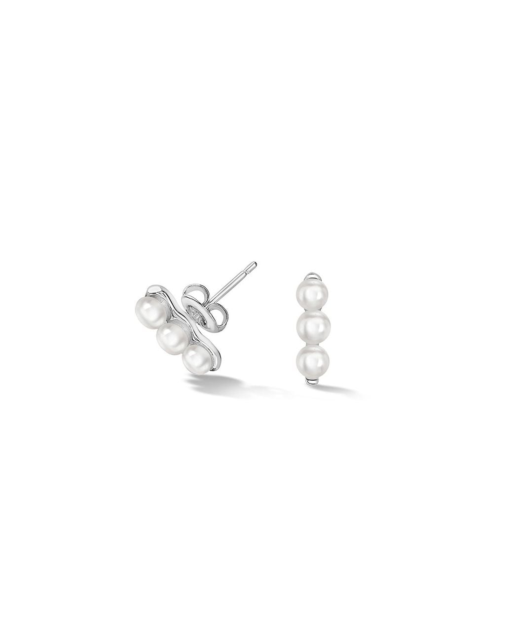 Dower & Hall Metallic Triple Luna Pearl Bar Studs