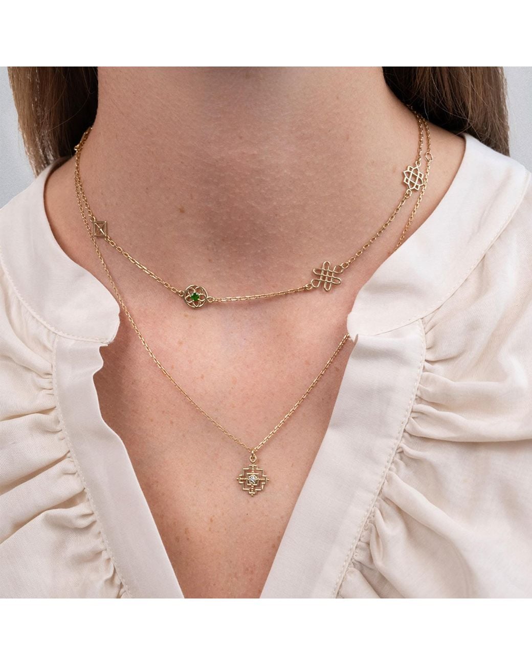 Zoe & Morgan Metallic Centred Necklace Zircon
