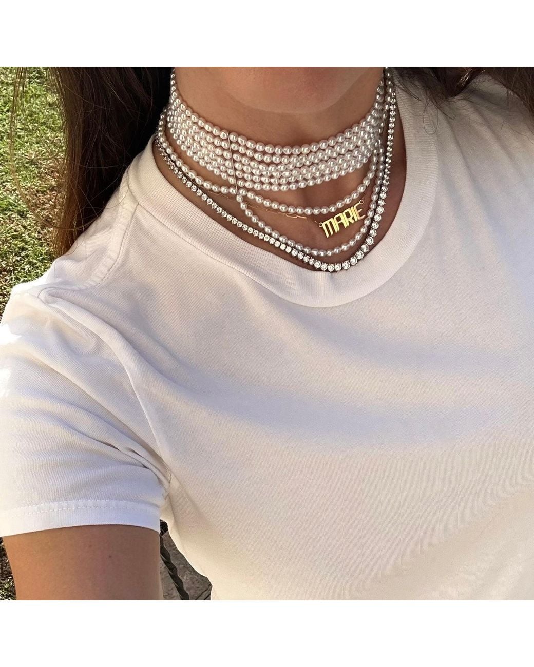 Leni James White The Victoria Pearl Choker Necklace
