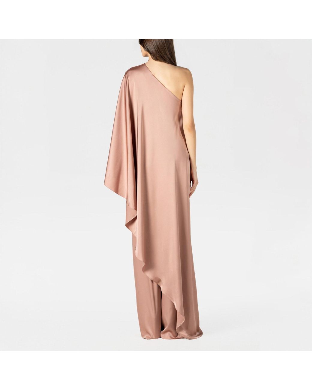 LIA ARAM Pink Neutrals Mono Drape Greige Gown