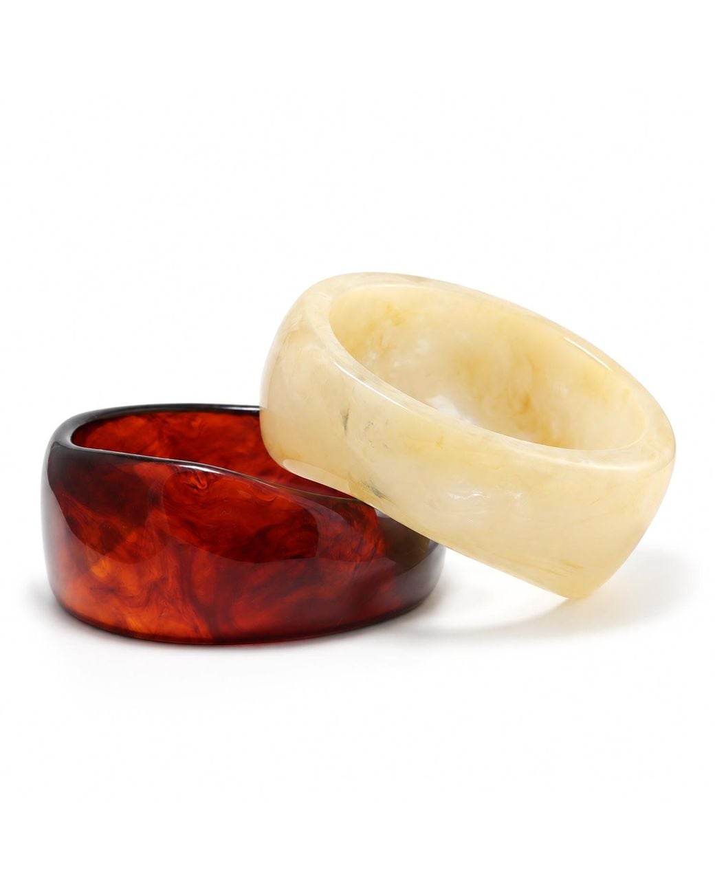 Hye Jane Jewelry Red Tortoise & Bone Resin Forma Bangle Set
