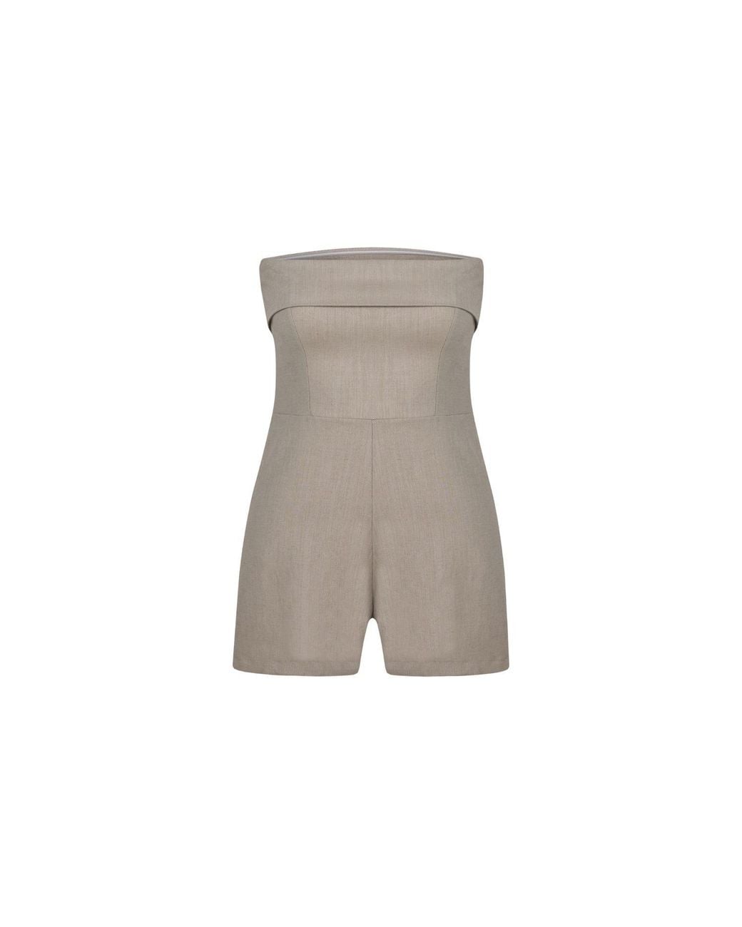 Thisisu Collection Gray Neutrals Aira Strapless Mini Romper Short Jumpsuit