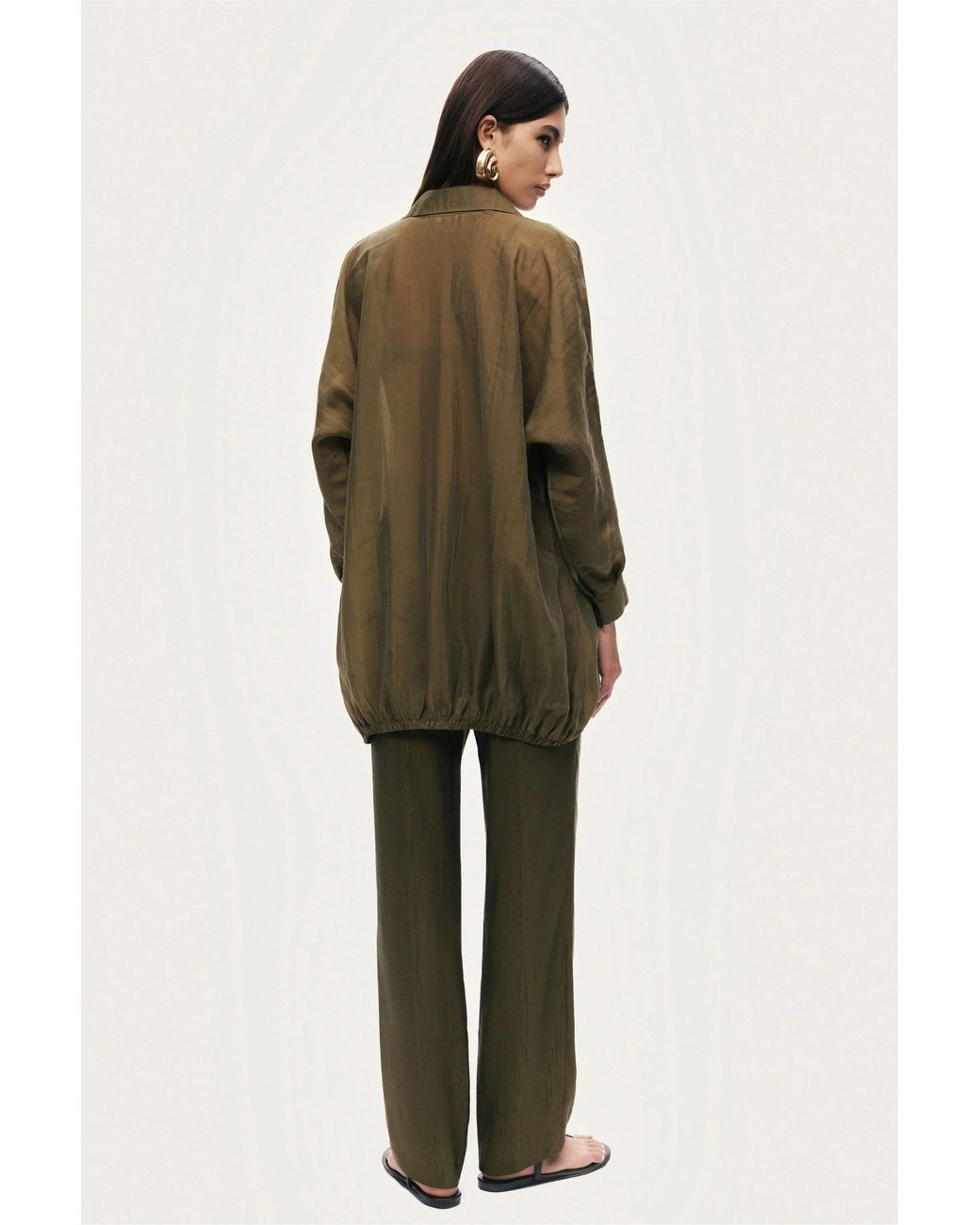 Nocturne Green Neutrals Fluid Open-Front Shirt